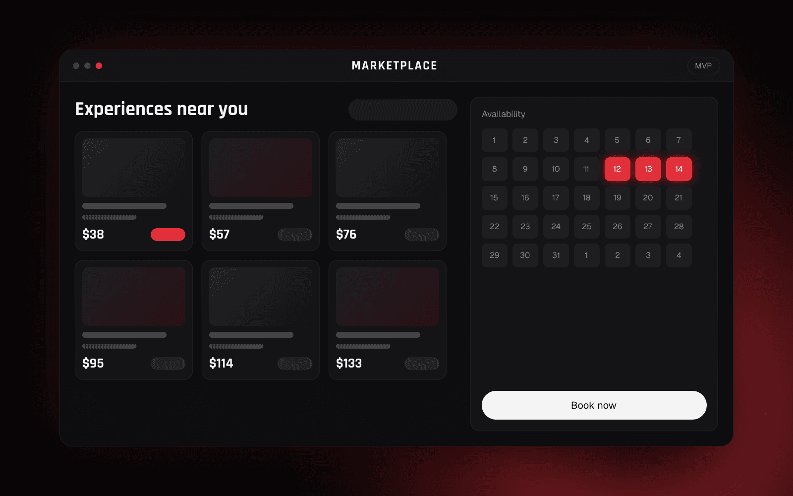 Booking platform listing page with availability calendar